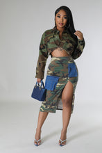 Load image into Gallery viewer, Camo &amp; Denim Top Tier Combo Skirt
