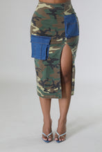 Load image into Gallery viewer, Camo &amp; Denim Top Tier Combo Skirt

